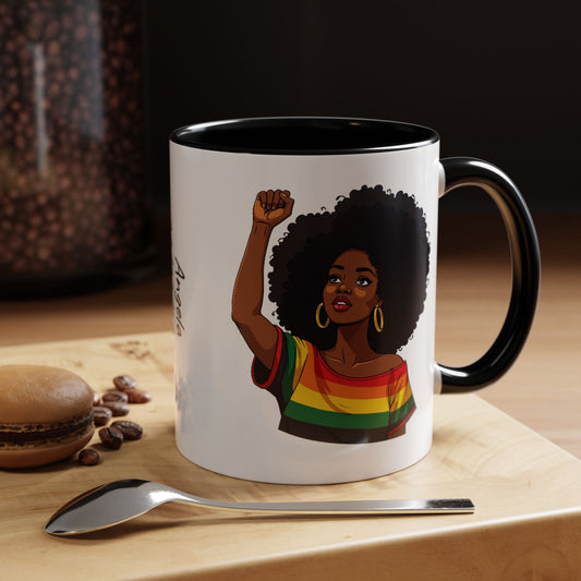 Empowered Black Woman Personalized Coffee Mug. Afro Hair Black American African Girl