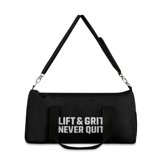 Fitness Duffel Bag, Lift & Grit Never Quit, Gym Gear, Workout Bag, Sports Tote, Travel Companion