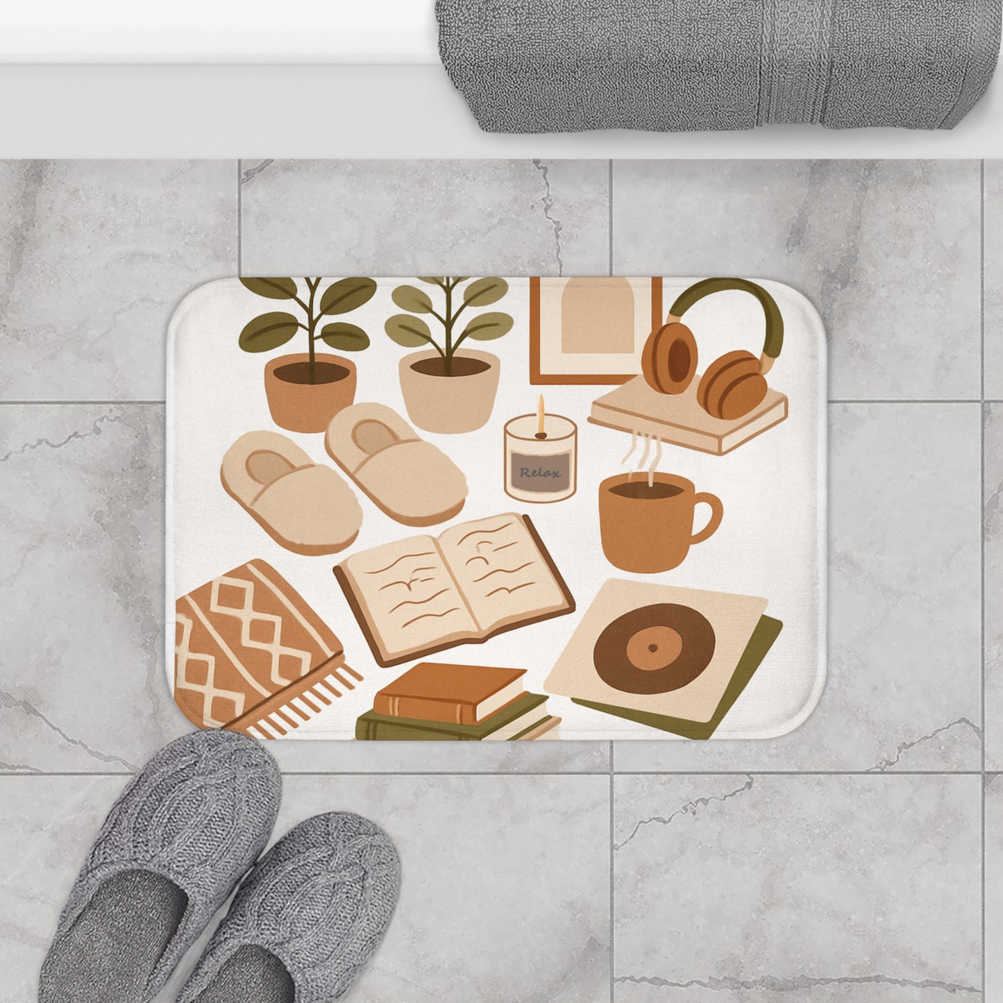 Cozy Aesthetic Bath Mat for Relaxation, Home Decor, Eco-Friendly Gift, Bathroom Accessory, Hygge Style