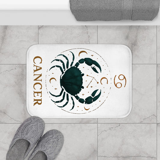 Cancer Zodiac Bathmat. Astrology Home Decor, Celestial Gift, Bathroom Accessory, Crab Design. Floor Rug