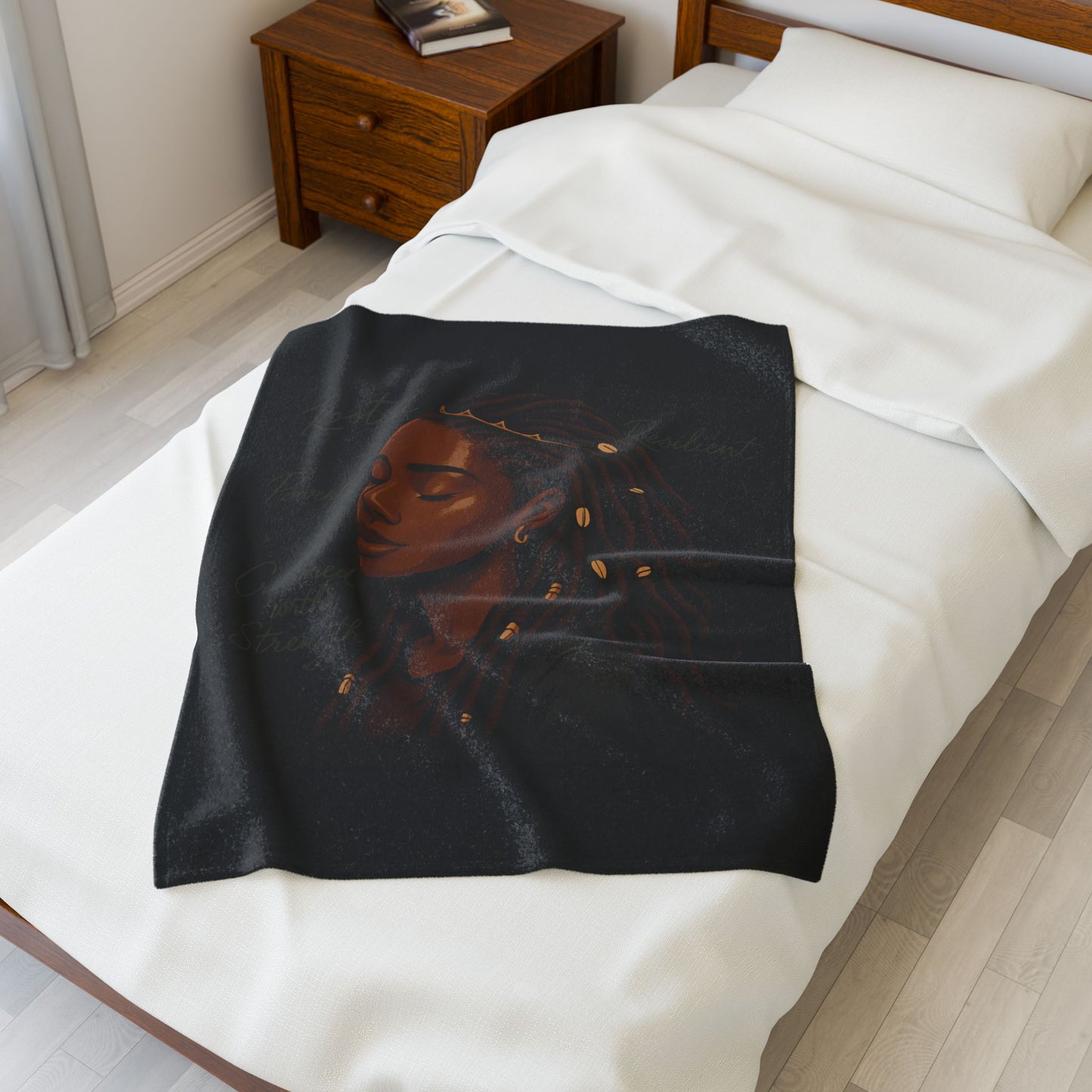 Empowering Black Woman Velveteen Plush Blanket. Cozy Throw for Self-Love, Affirmation, and Home Decor