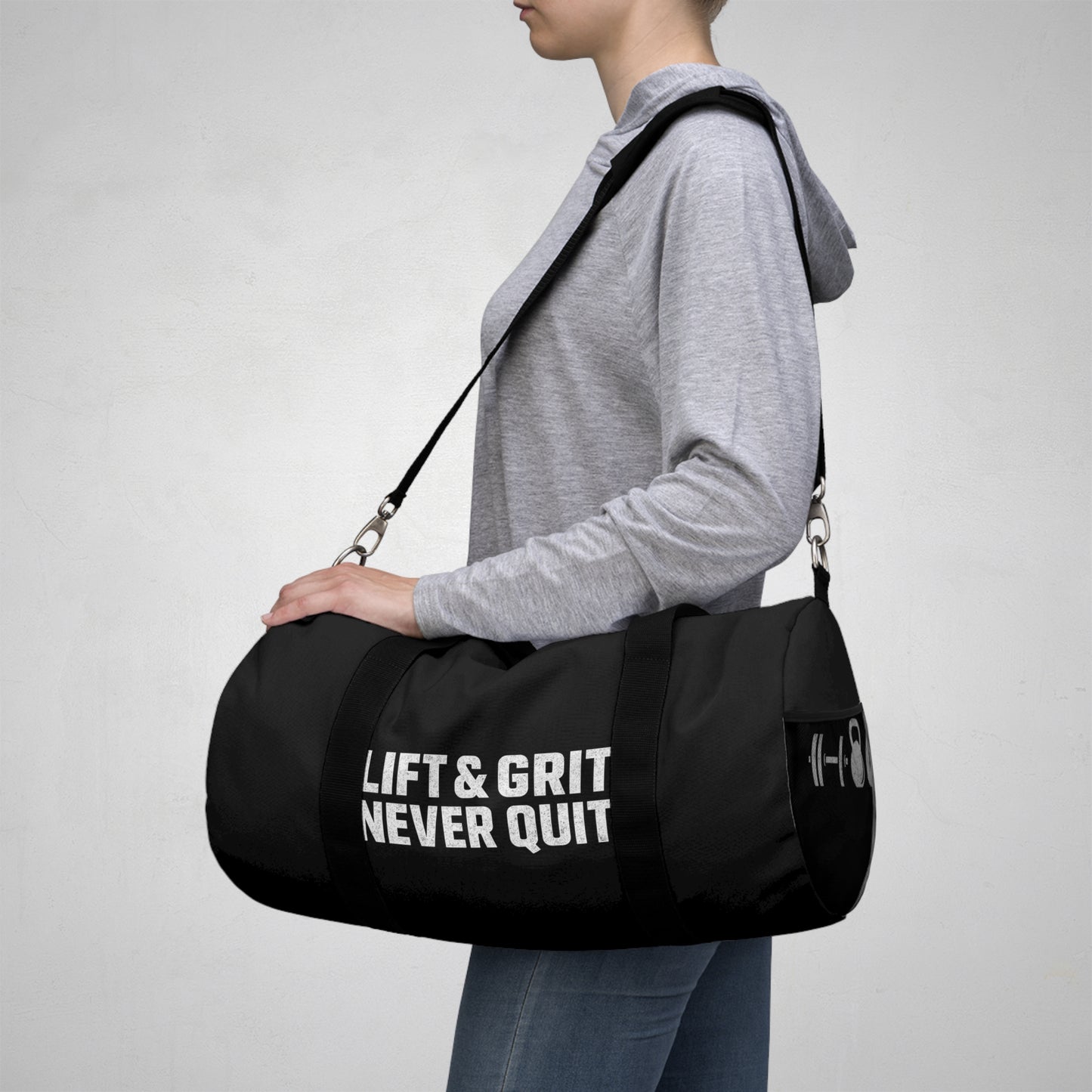 Fitness Duffel Bag, Lift & Grit Never Quit, Gym Gear, Workout Bag, Sports Tote, Travel Companion