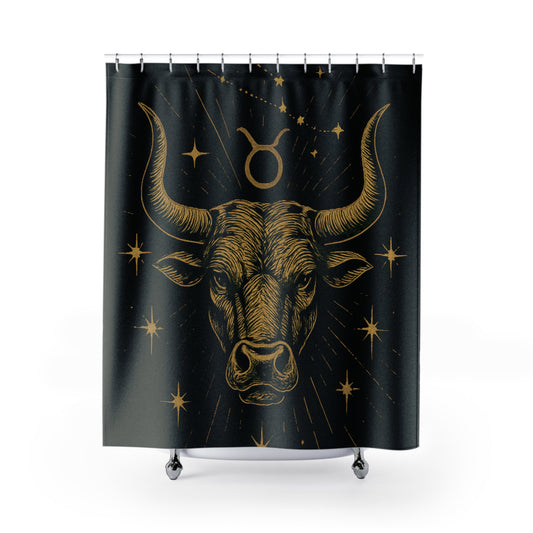 Taurus Shower Curtain, Zodiac Home Décor, Celestial Gift Idea, Horoscope Shower Decor