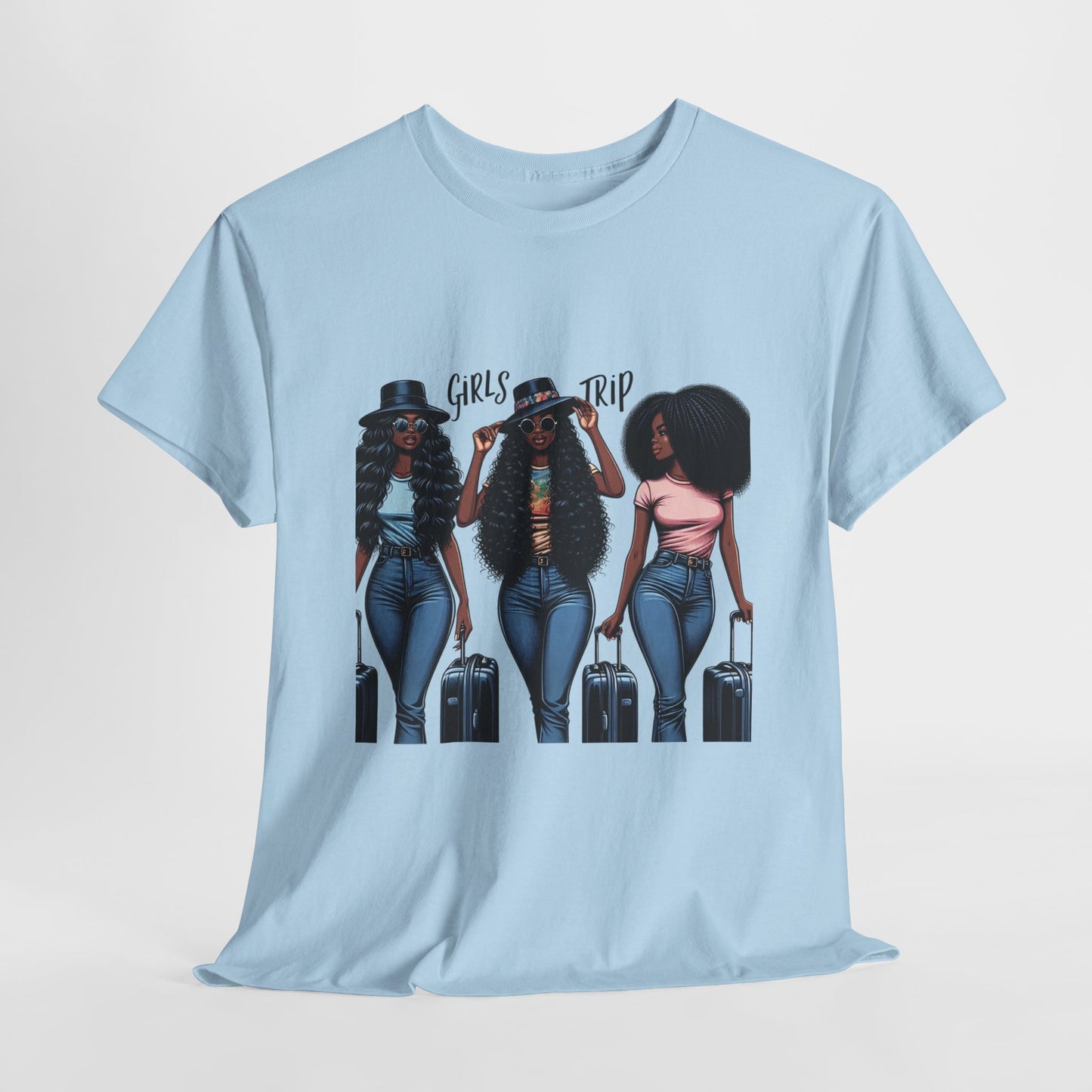 Girls Trip Casual Wear Gift for Locs Lovers Afro Hair Black American African Girl T-shirt