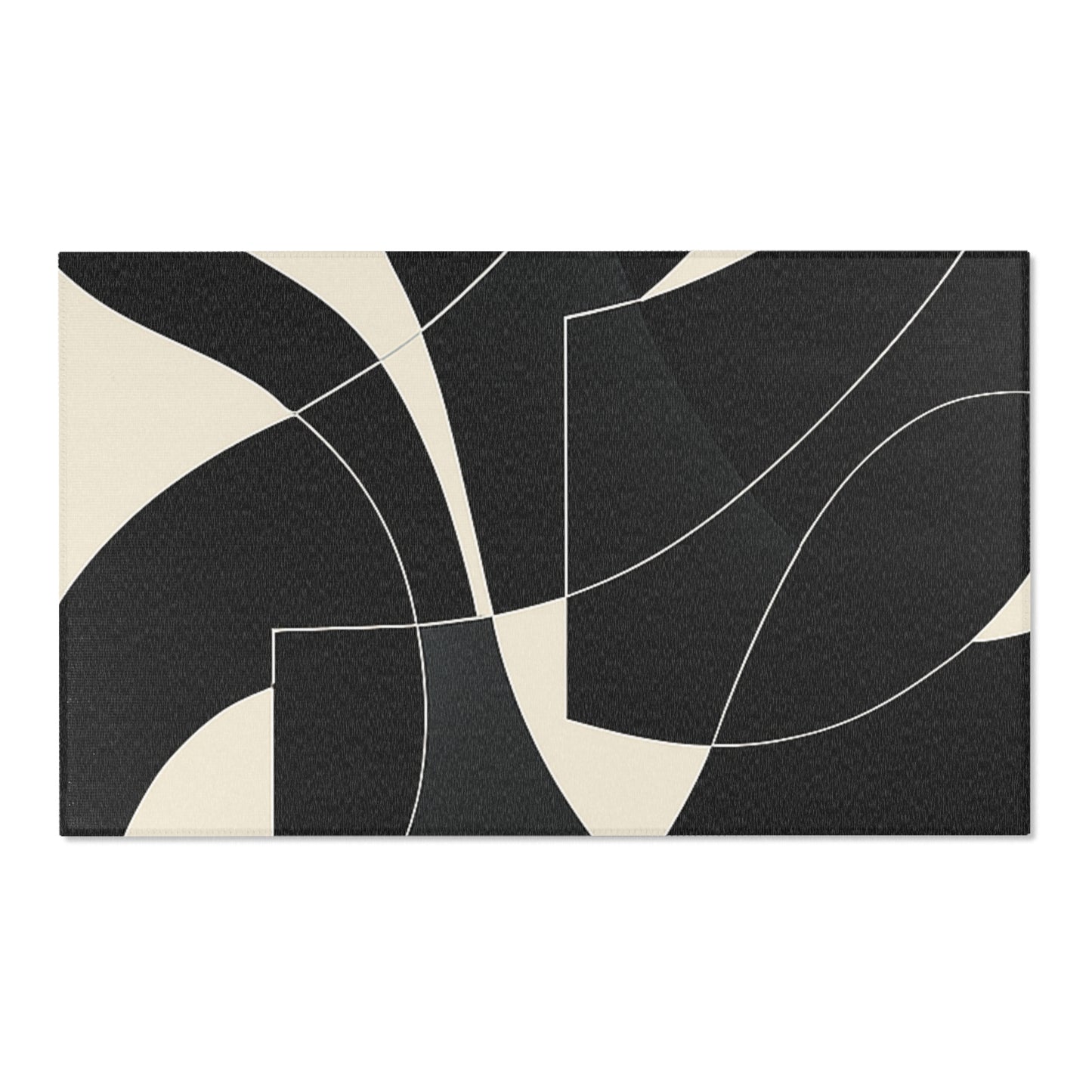Modern Abstract Area Rug. Stylish Home Decor, Boho Chic Floor Mat, Minimalist Geometric Carpet, Black & White, Contemporary Living