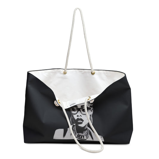 Chic Black Shoulder Tote Bag - Stylish, Trendy, Fashionable, Gift for Her, Afro Hair Black American African Girl