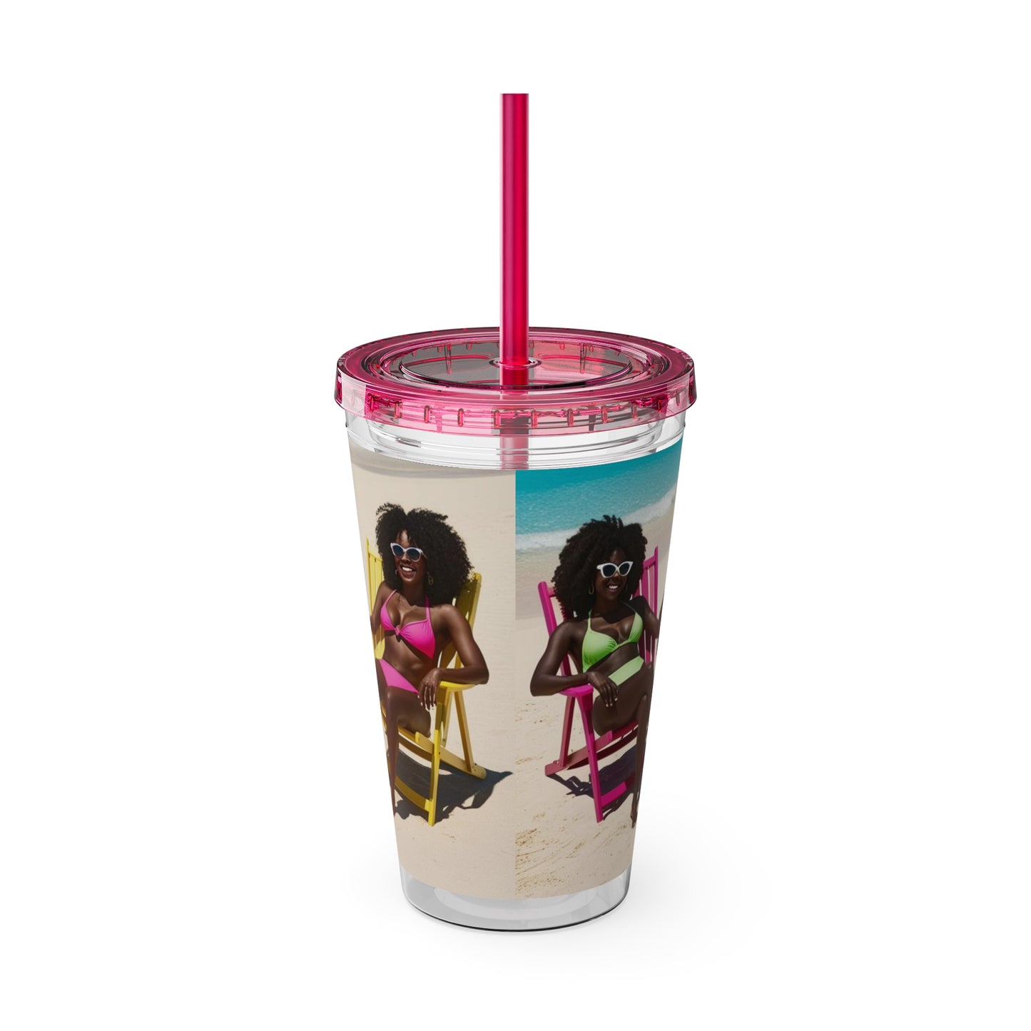 Girls Trip Tumbler with Straw - 16oz Summer Travel Cup