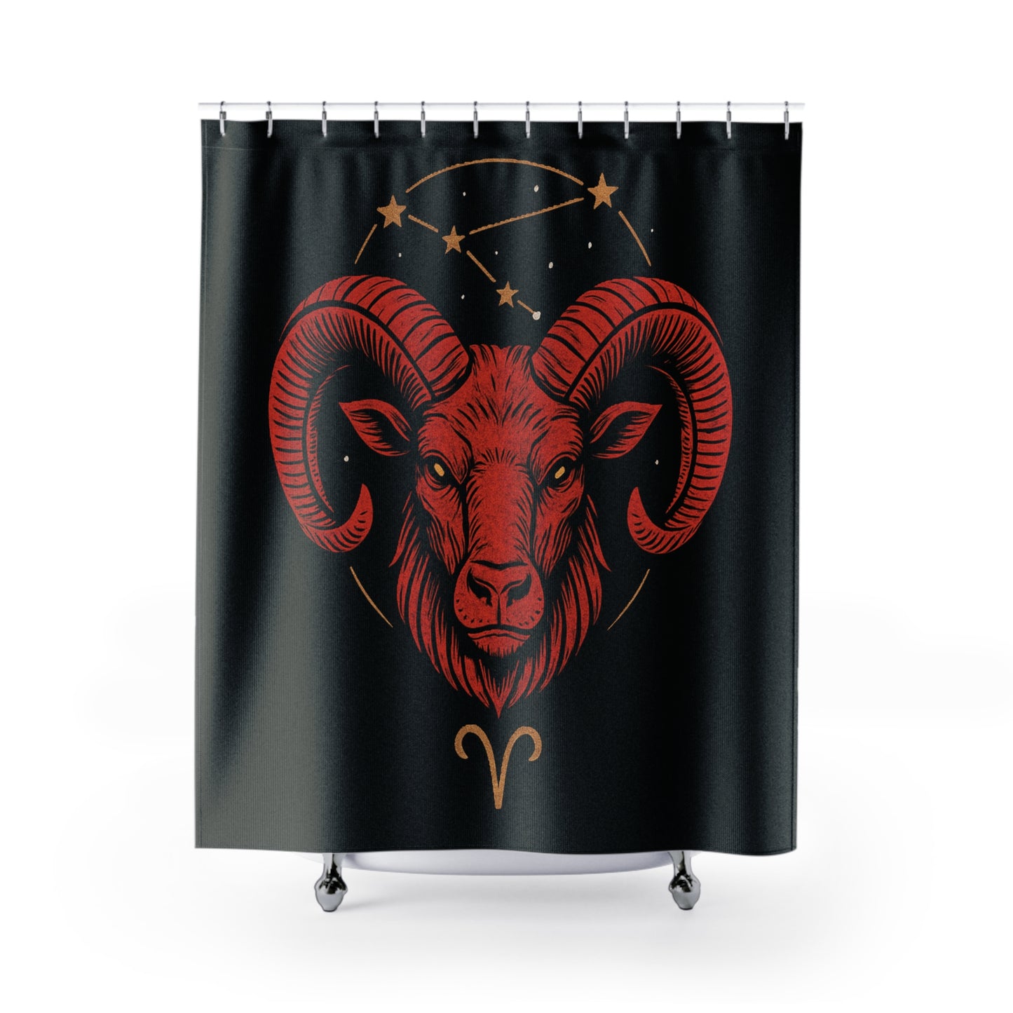 Aries Shower Curtain, Zodiac Decor, Home Bathroom Accessory, Astrology, Horoscope Gift, Star Sign Decoration