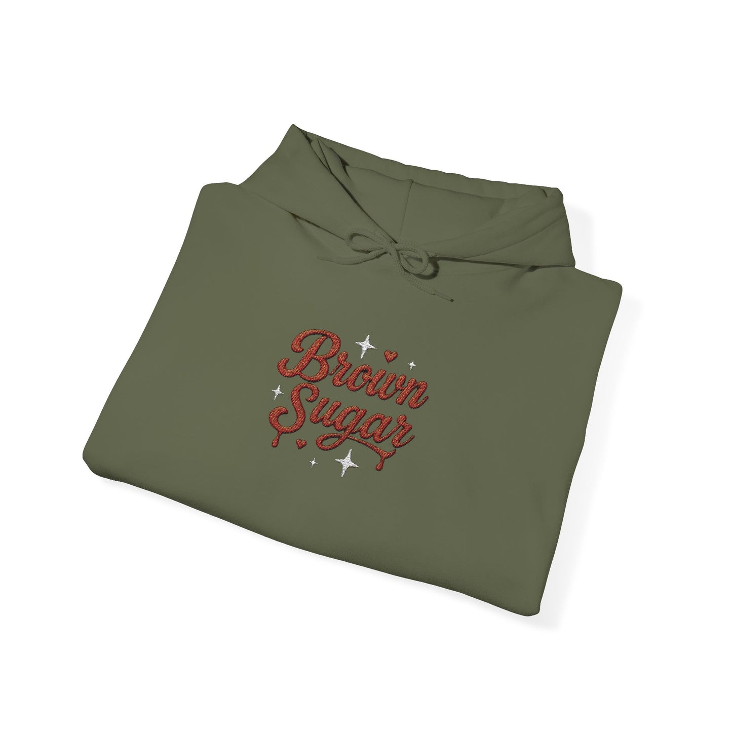 Embroidered "Brown Sugar" Unisex Heavy Blend™ Hooded Sweatshirt. Afro Hair Black American African Girl T-shirt