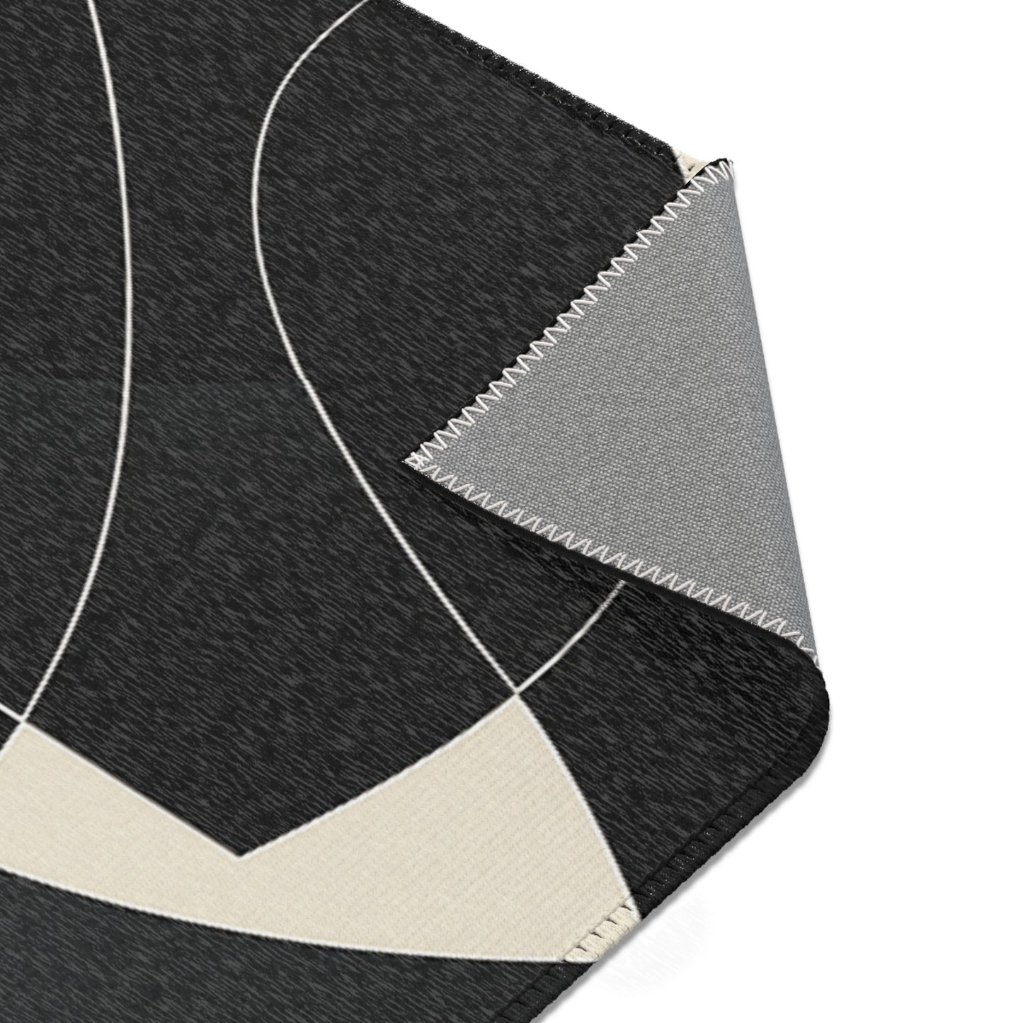 Modern Abstract Area Rug. Stylish Home Decor, Boho Chic Floor Mat, Minimalist Geometric Carpet, Black & White, Contemporary Living