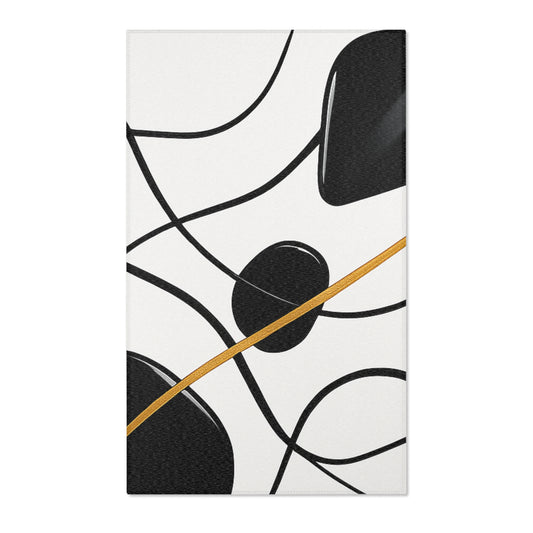 Modern Abstract Area Rug, Minimalist Home Decor, Living Room Mat, Boho Style Rug, Black and White Design