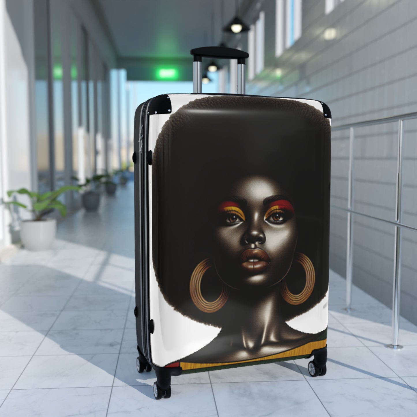 Bold Travel Suitcase, Unique Black Woman Luggage, Carry On Bag, Fashionable Travel Accessory, Gift for Travelers Afro Hair Black American African Girl
