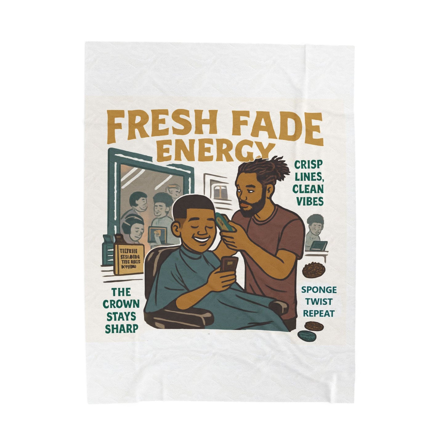 Fresh Fade Energy Cozy Velveteen Plush Blanket. Gift for Him. Home Decor, Barber Shop Decor, Birthday Gift