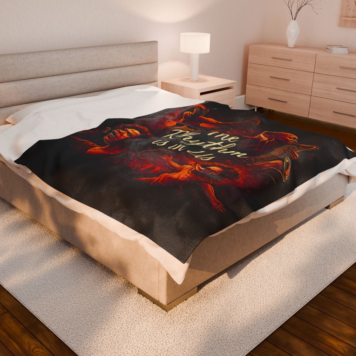 Rhythmic Velveteen Plush Blanket. Cozy Throw, Music Lover Gift, Home Decor, Unique Art Blanket, Warm Gift for Any Occasion