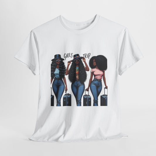 Girls Trip Casual Wear Gift for Locs Lovers Afro Hair Black American African Girl T-shirt