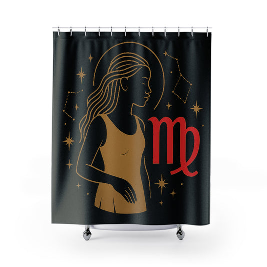 Virgo Zodiac Shower Curtains, Astrology Decor, Bathroom Accessories, Celestial Theme, Unique Gift for Astrology Lovers