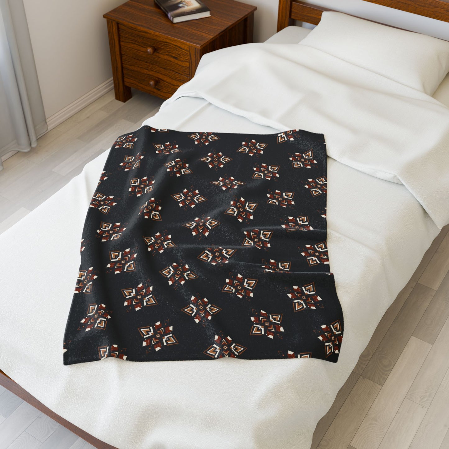 Bohemian Velveteen Plush Blanket, Cozy Throw for Home Decor, Gifts for Her, Warm Bedroom Accessory
