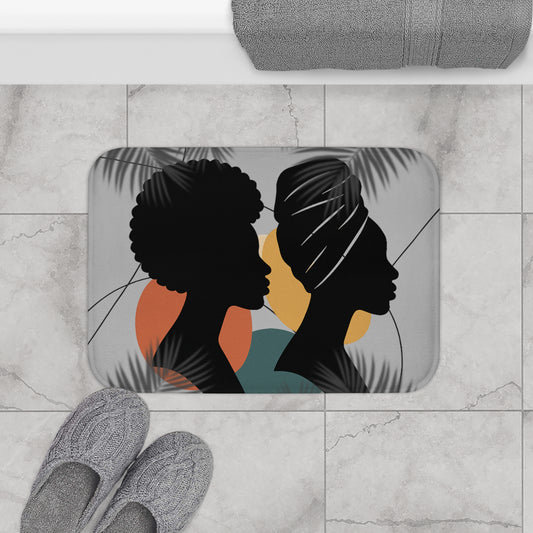 Chic Afro Silhouette Bath Mat, Artistic Bathroom Decor, Stylish Floor Mat, Home Spa Gift, Modern Boho Shower Rug