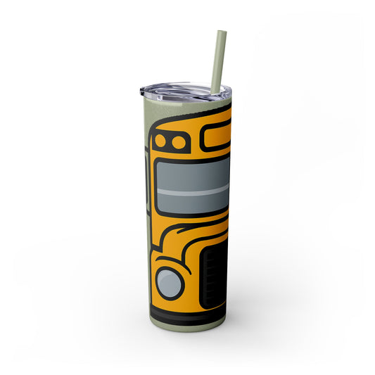 School Bus Skinny Tumbler, 20oz, Cute Gift for Teachers, Back to School, Travel Mug, Eco-Friendly Drinkware