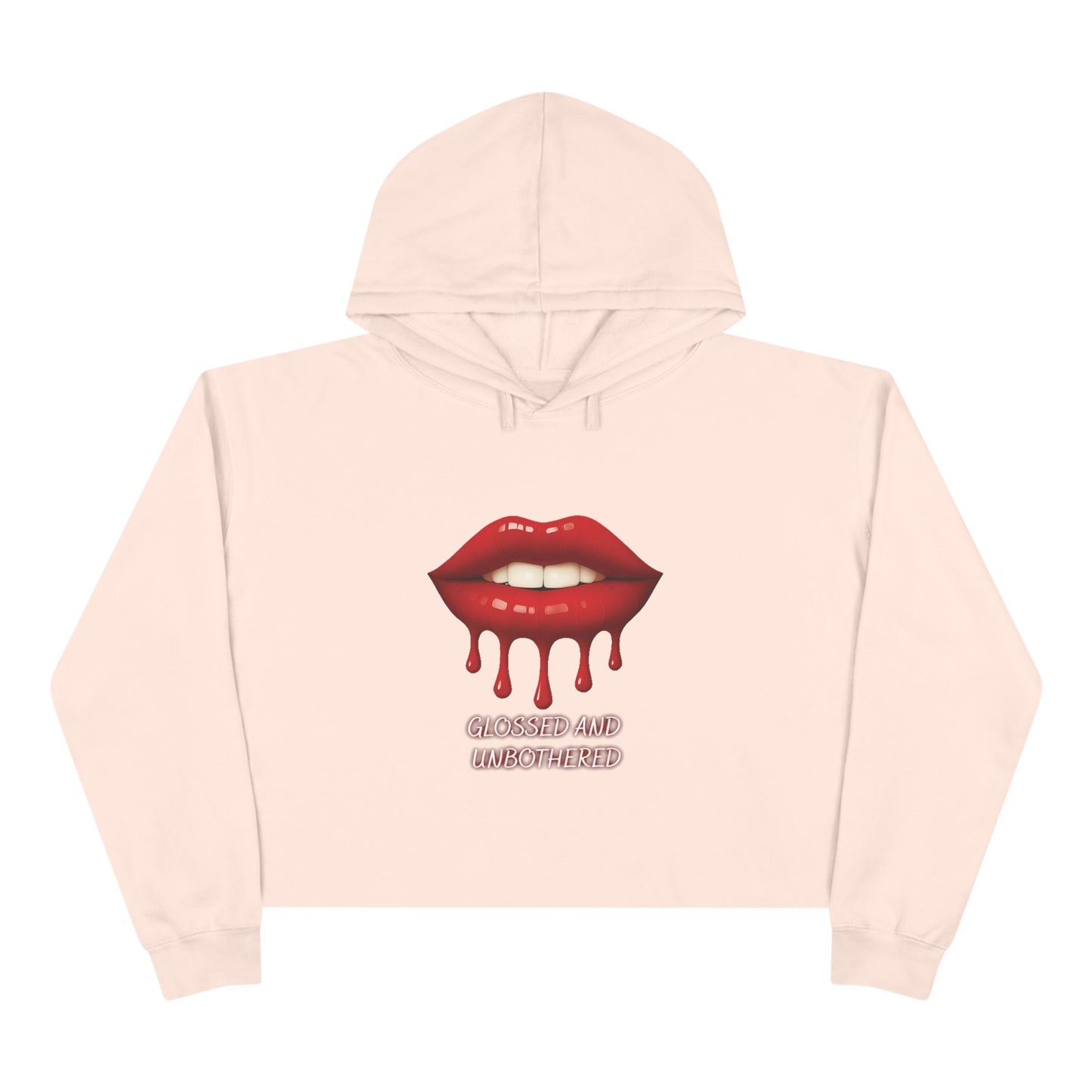 Chic Crop Hoodie with Dripping Lip Design, Trendy Streetwear, Casual Layering, Perfect for Parties, Gift for Fashion Lovers
