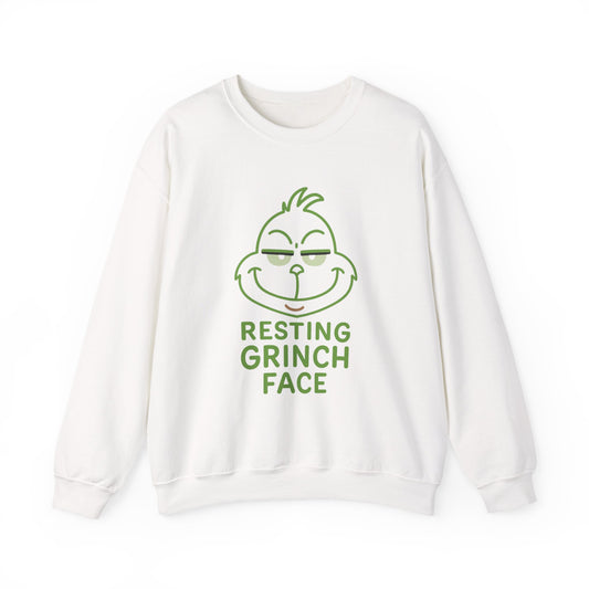 Resting Grinch Face Sweatshirt, Cozy Holiday Crewneck for Christmas, Funny Gift for Grinch Lovers, Winter Wardrobe Essential, Kids & Adults