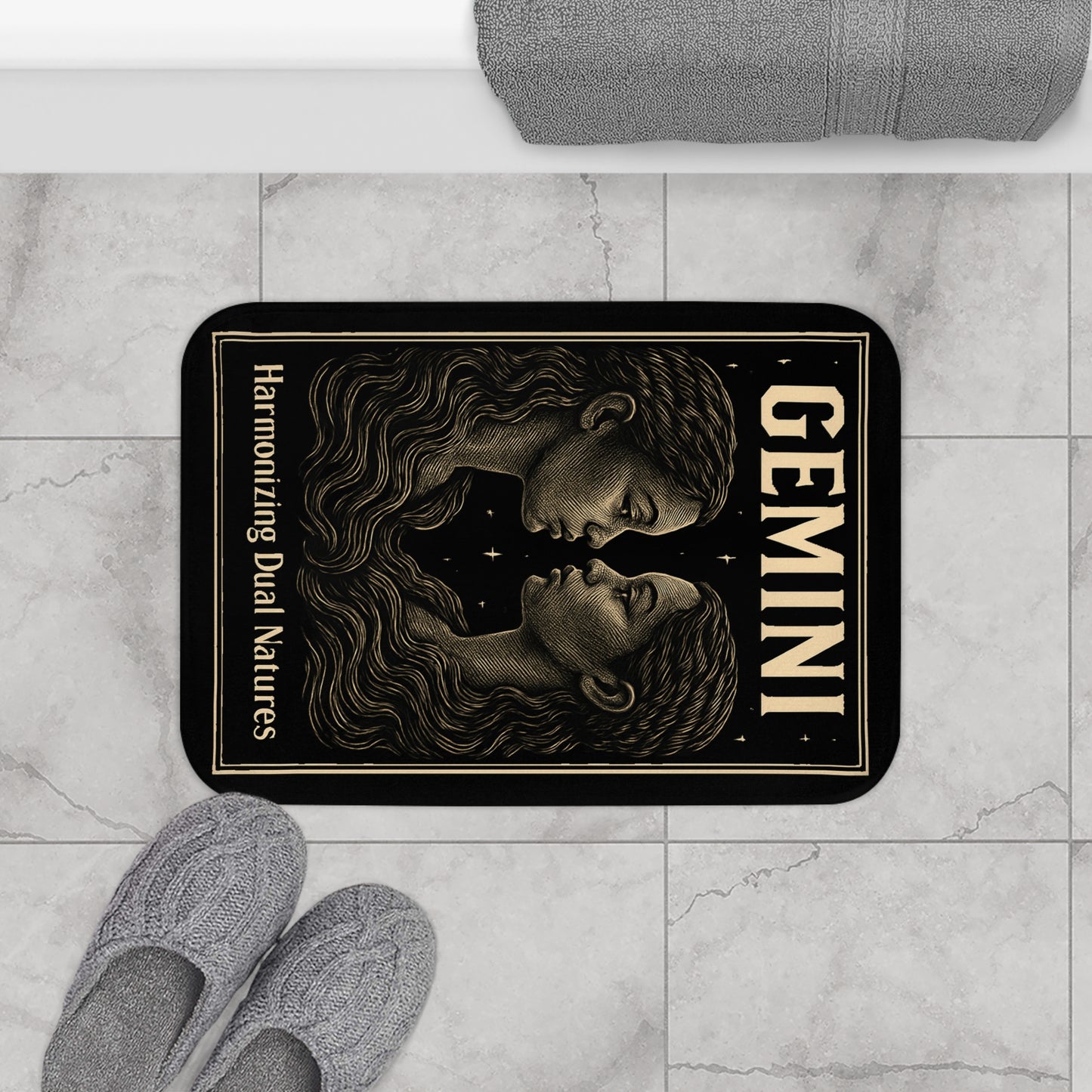 Gemini Zodiac Bath Mat, Astrological Home Decor, Astrology Gifts, Unique Bathroom Rug, Personalized Star Sign Mat