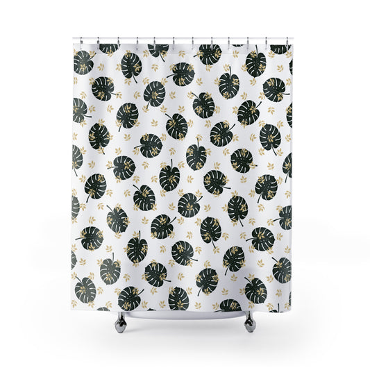Tropical Leaf Shower Curtain – Modern Bathroom Decor, Botanical Shower Curtain, Housewarming Gift, Tropical Home Vibes, Nature Inspired