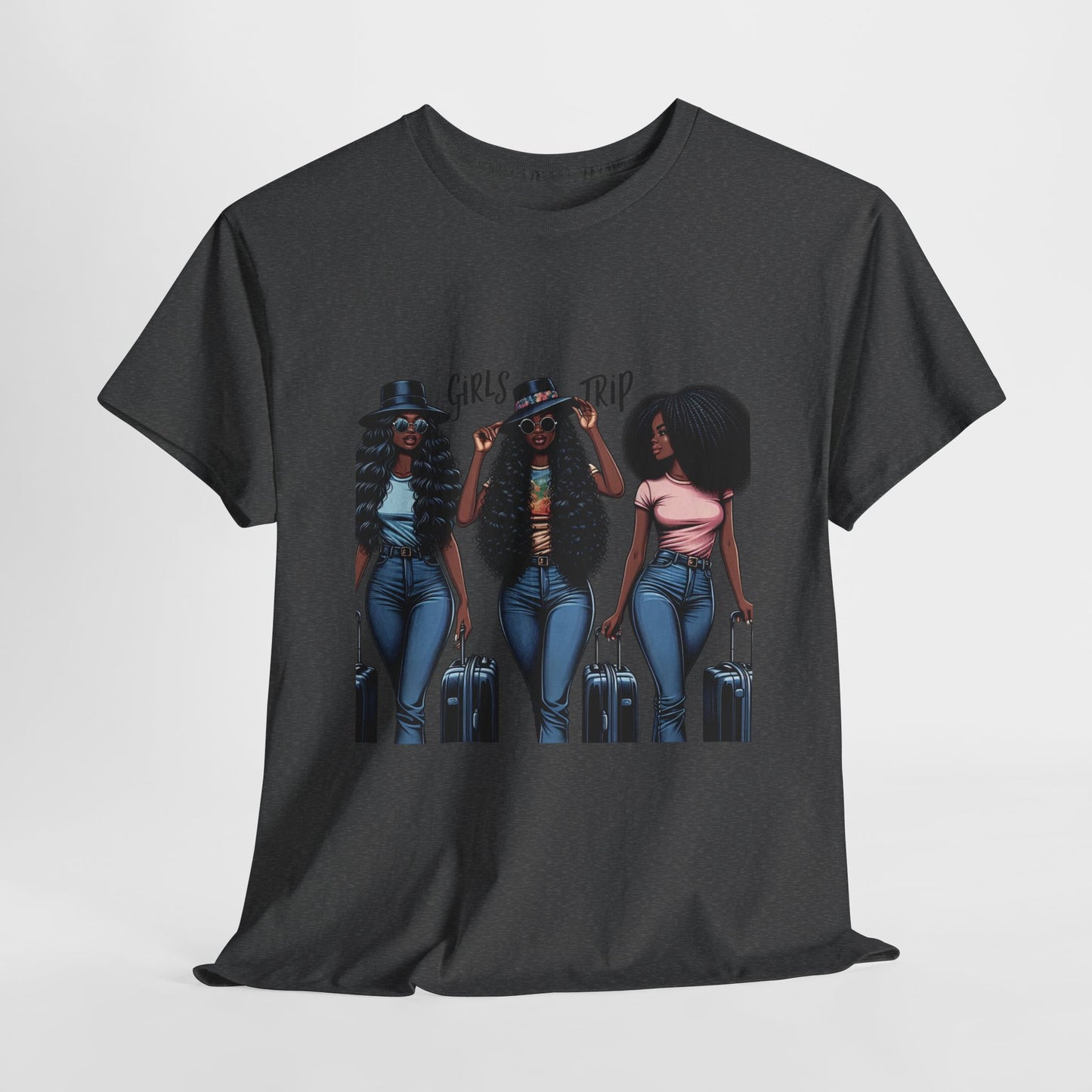 Girls Trip Casual Wear Gift for Locs Lovers Afro Hair Black American African Girl T-shirt
