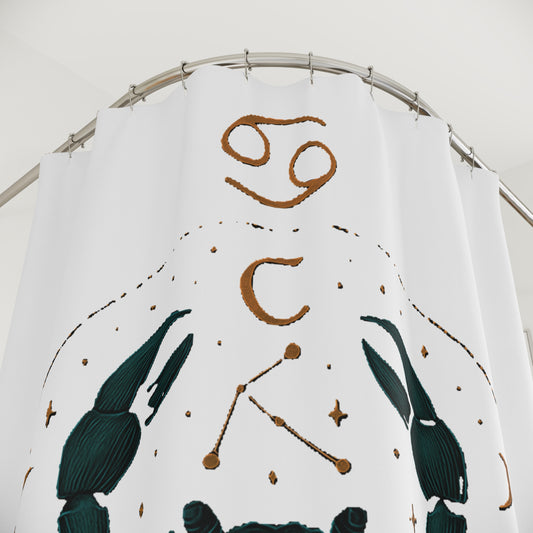 Cancer Zodiac Shower Curtain, Astrology Decor for Bathroom, Horoscope Gift, Crab Design, Unique Bathroom Accessories