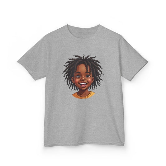 Joyful Locs Tee, Fun Youth Shirt, Perfect for Birthdays, Playdates, Afro Hair Black American African Girl