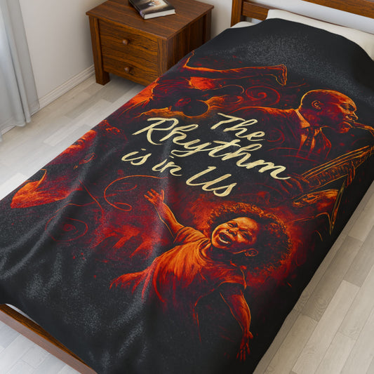 Rhythmic Velveteen Plush Blanket. Cozy Throw, Music Lover Gift, Home Decor, Unique Art Blanket, Warm Gift for Any Occasion