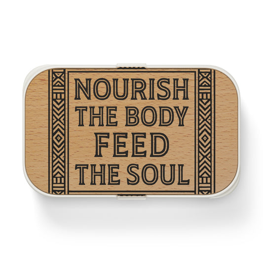 Eco-Friendly Bento Lunch Box, Nourish the Body Feed the Soul, Sustainable Food Container, Meal Prep Box, Healthy Eating Gift