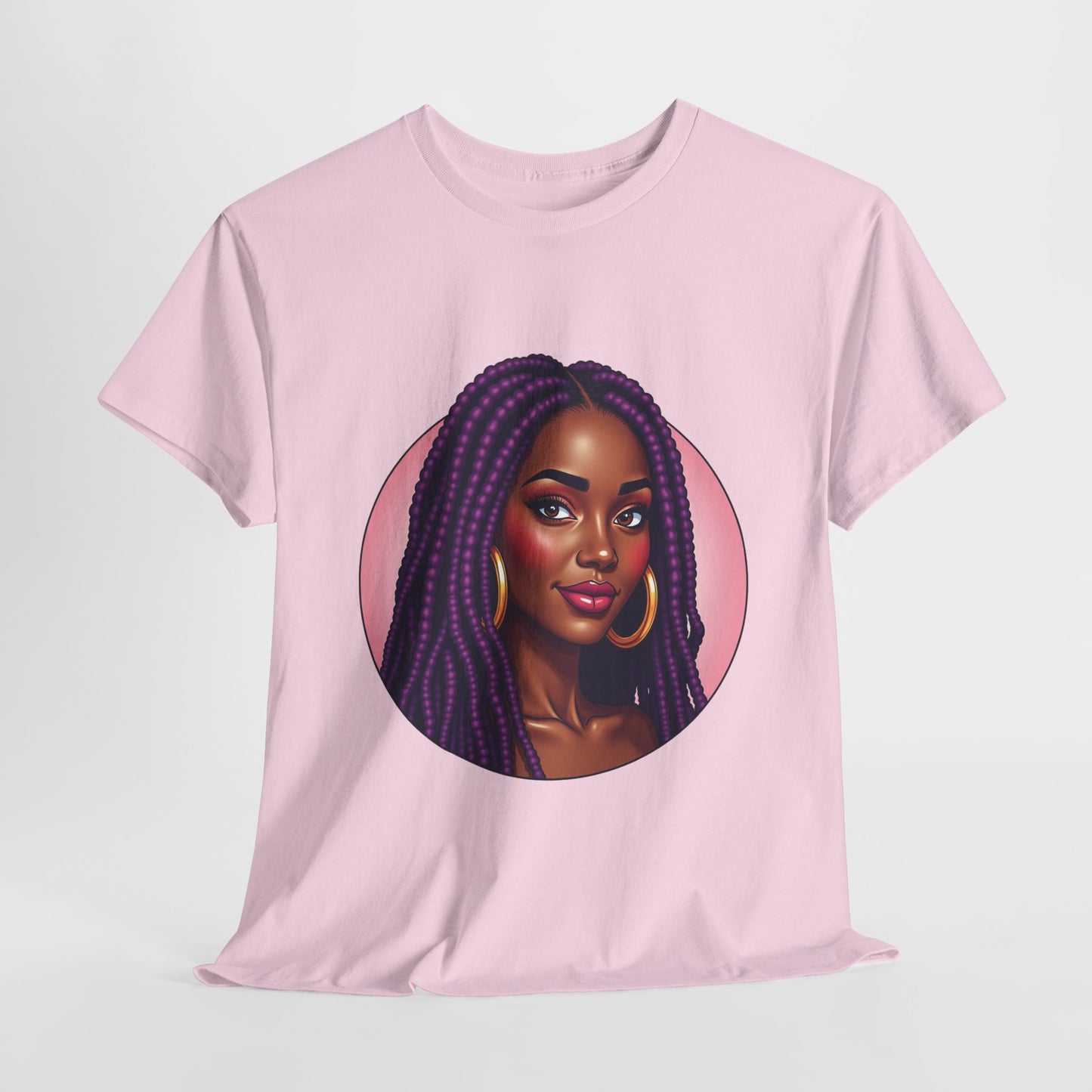 Purple Beauty T-Shirt Casual Wear Gift for Locs Lovers Afro Hair Black American African Girl T-shirt