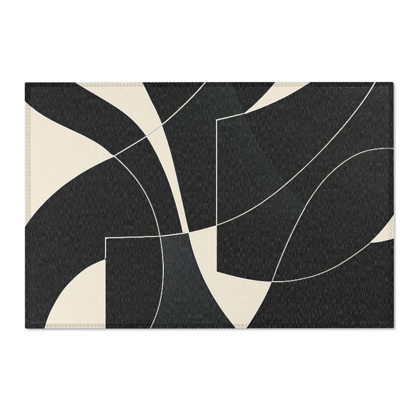 Modern Abstract Area Rug. Stylish Home Decor, Boho Chic Floor Mat, Minimalist Geometric Carpet, Black & White, Contemporary Living