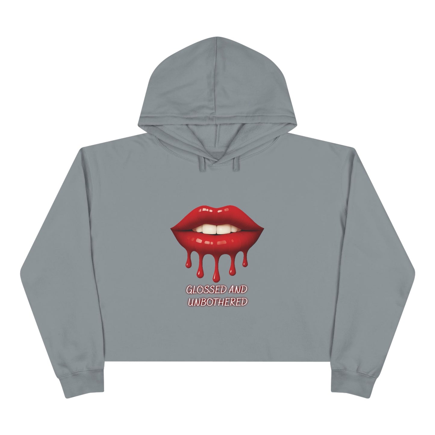 Chic Crop Hoodie with Dripping Lip Design, Trendy Streetwear, Casual Layering, Perfect for Parties, Gift for Fashion Lovers
