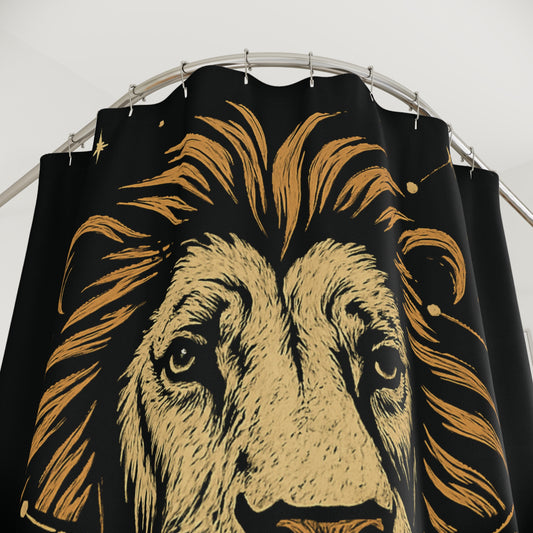 Leo Shower Curtain, Zodiac Decor for Bathroom, Astrology Gift, Unique Home Decor, Leo Constellation Design