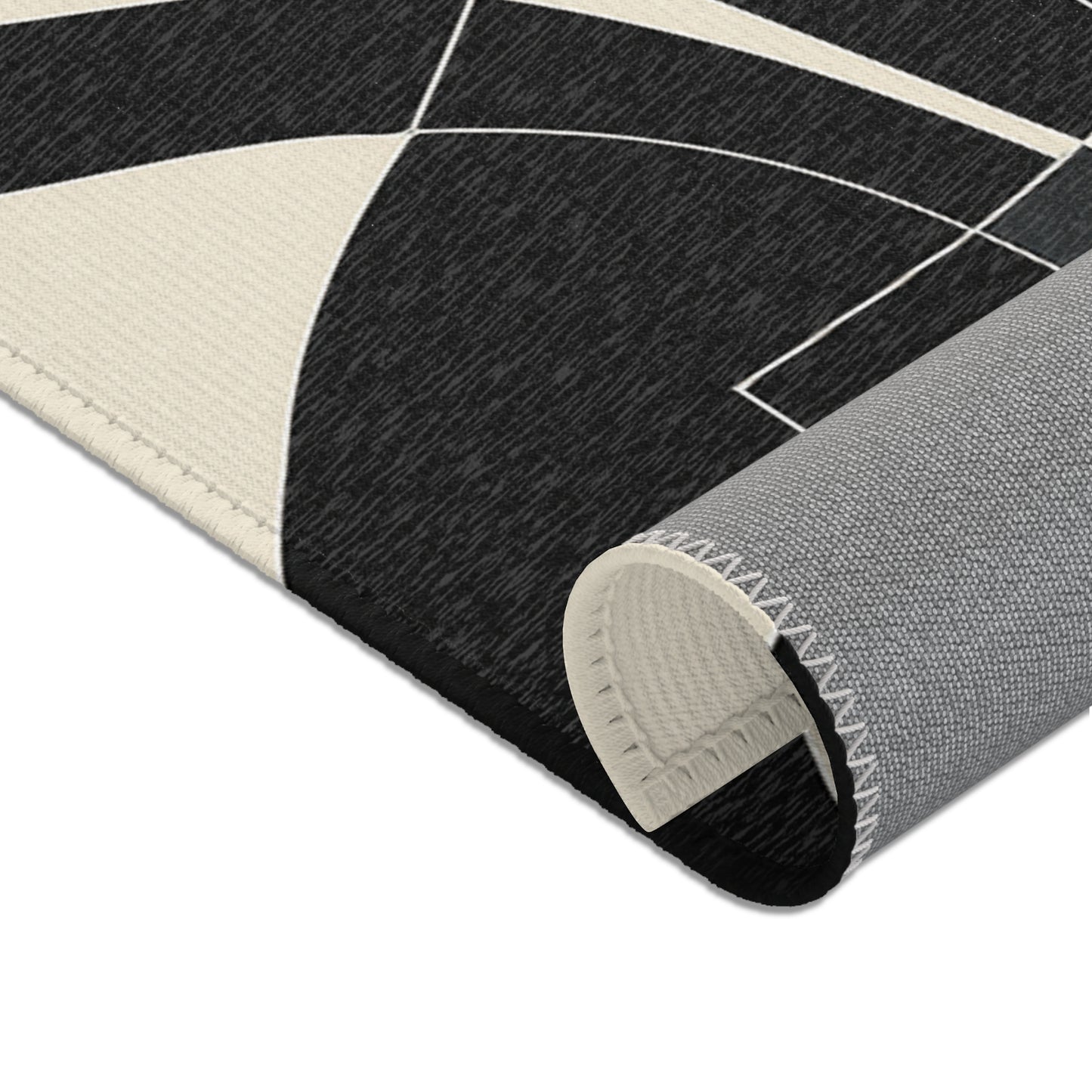 Modern Abstract Area Rug. Stylish Home Decor, Boho Chic Floor Mat, Minimalist Geometric Carpet, Black & White, Contemporary Living