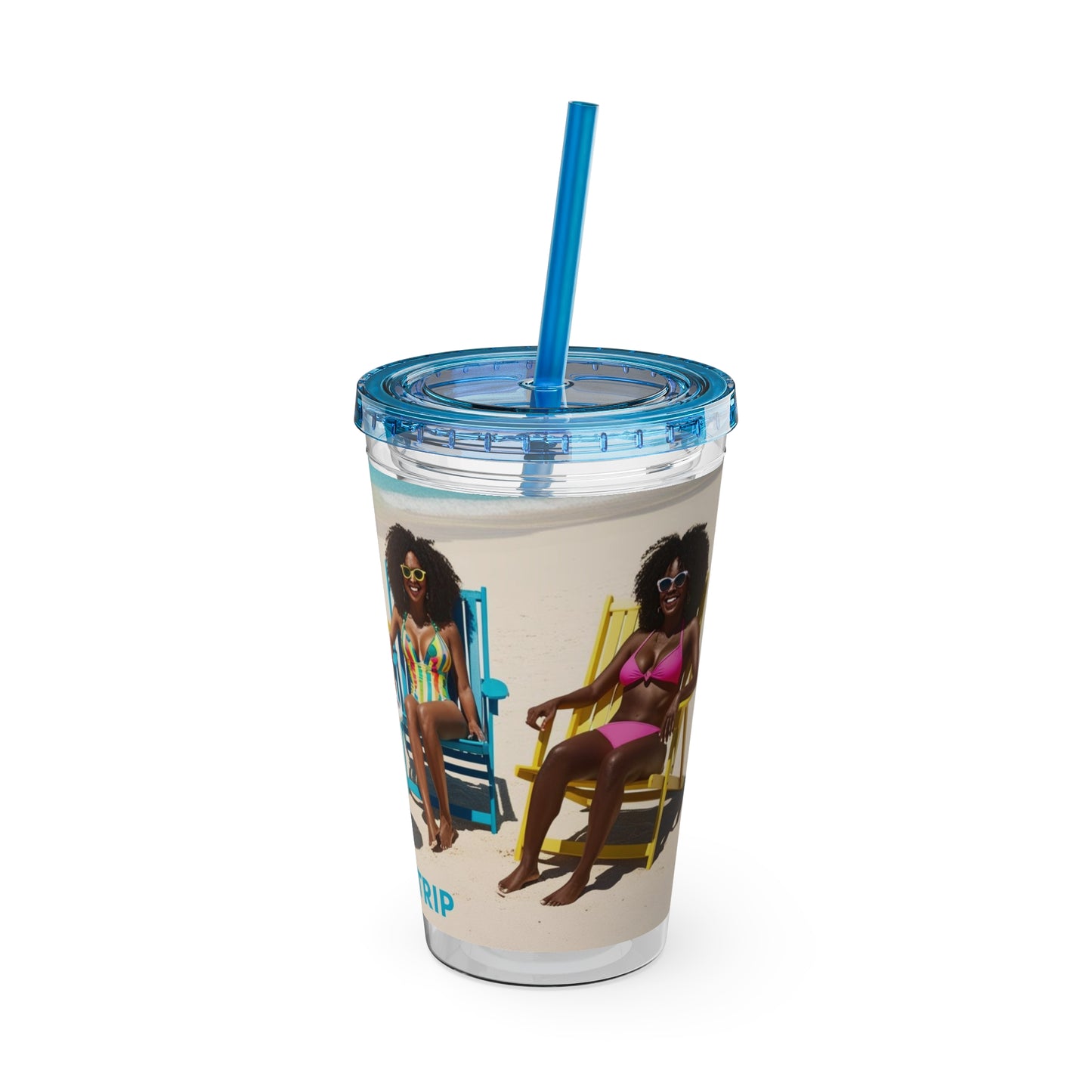 Girls Trip Tumbler with Straw - 16oz Summer Travel Cup