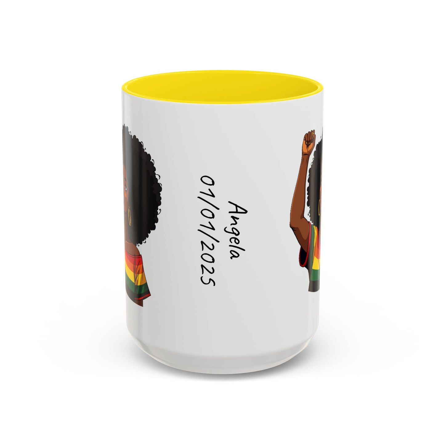 Empowered Black Woman Personalized Coffee Mug. Afro Hair Black American African Girl