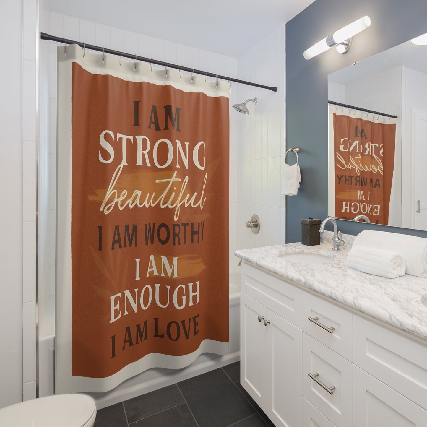 Inspirational Shower Curtain. Motivational Bathroom Decor, Positive Affirmations, Home Gift, Self-Love Decor