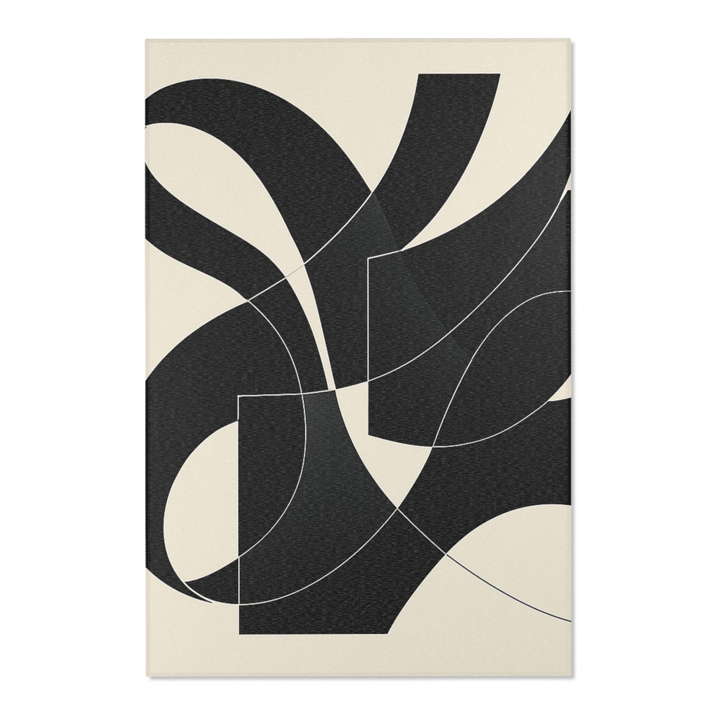 Modern Abstract Area Rug. Stylish Home Decor, Boho Chic Floor Mat, Minimalist Geometric Carpet, Black & White, Contemporary Living