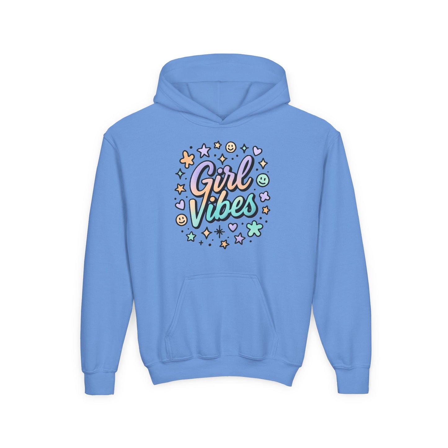 Youth Hoodie with 'Girl Vibes' Design, Trendy Pullover for Teens, Perfect Gift for Birthdays, Casual Wear, and Everyday Comfort