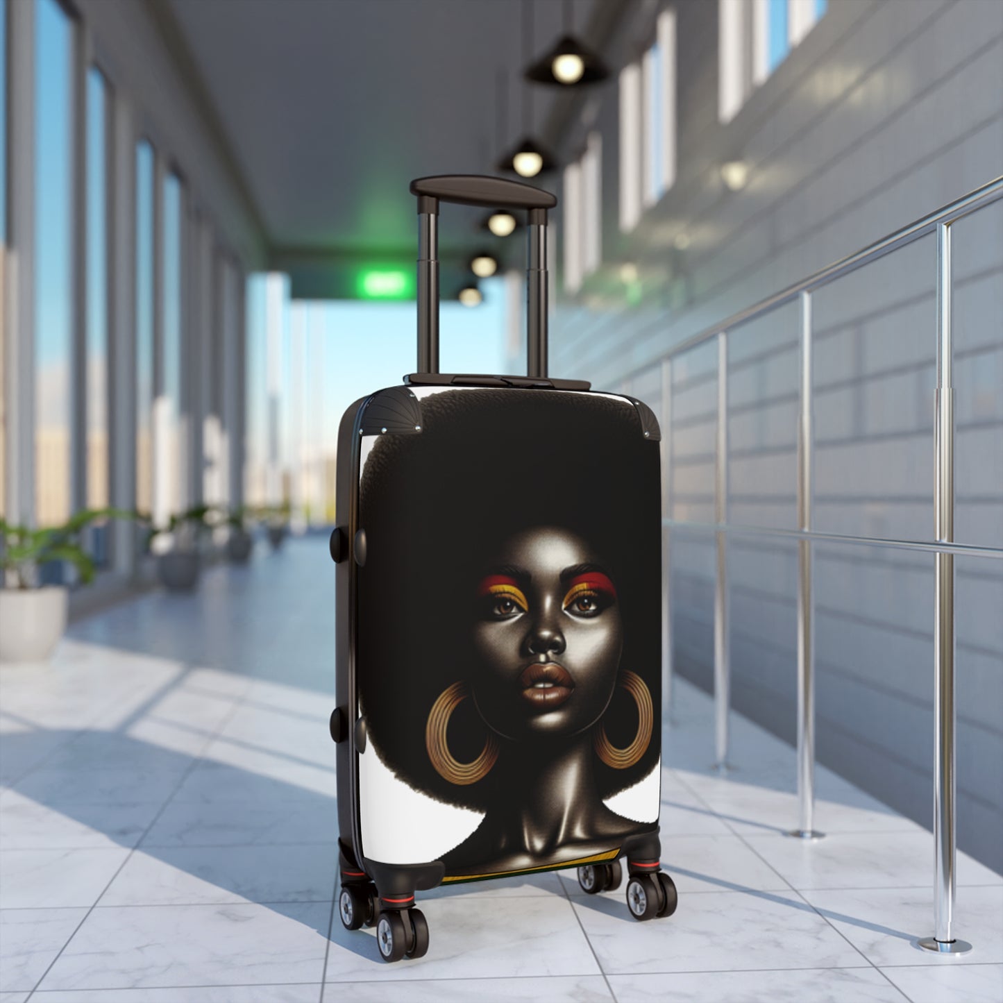 Bold Travel Suitcase, Unique Black Woman Luggage, Carry On Bag, Fashionable Travel Accessory, Gift for Travelers Afro Hair Black American African Girl