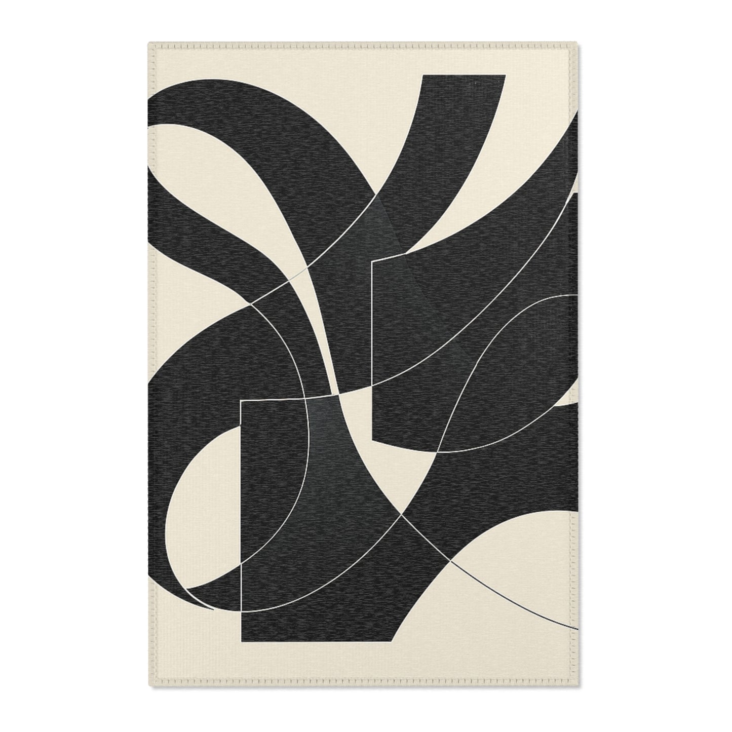 Modern Abstract Area Rug. Stylish Home Decor, Boho Chic Floor Mat, Minimalist Geometric Carpet, Black & White, Contemporary Living