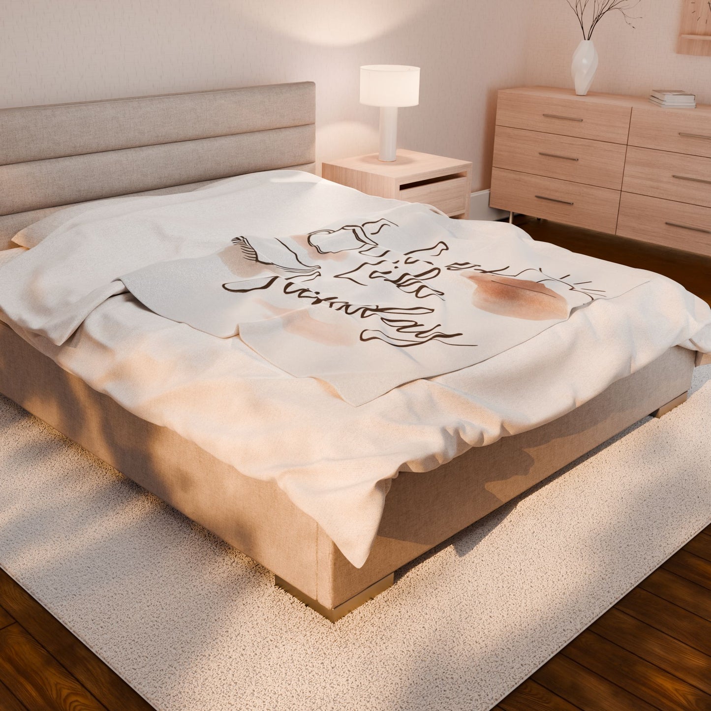 Soft Like Sunday Design, Cozy Velveteen Plush Blanket, Throw Blanket for Relaxation, Home Decor, Gift for Her