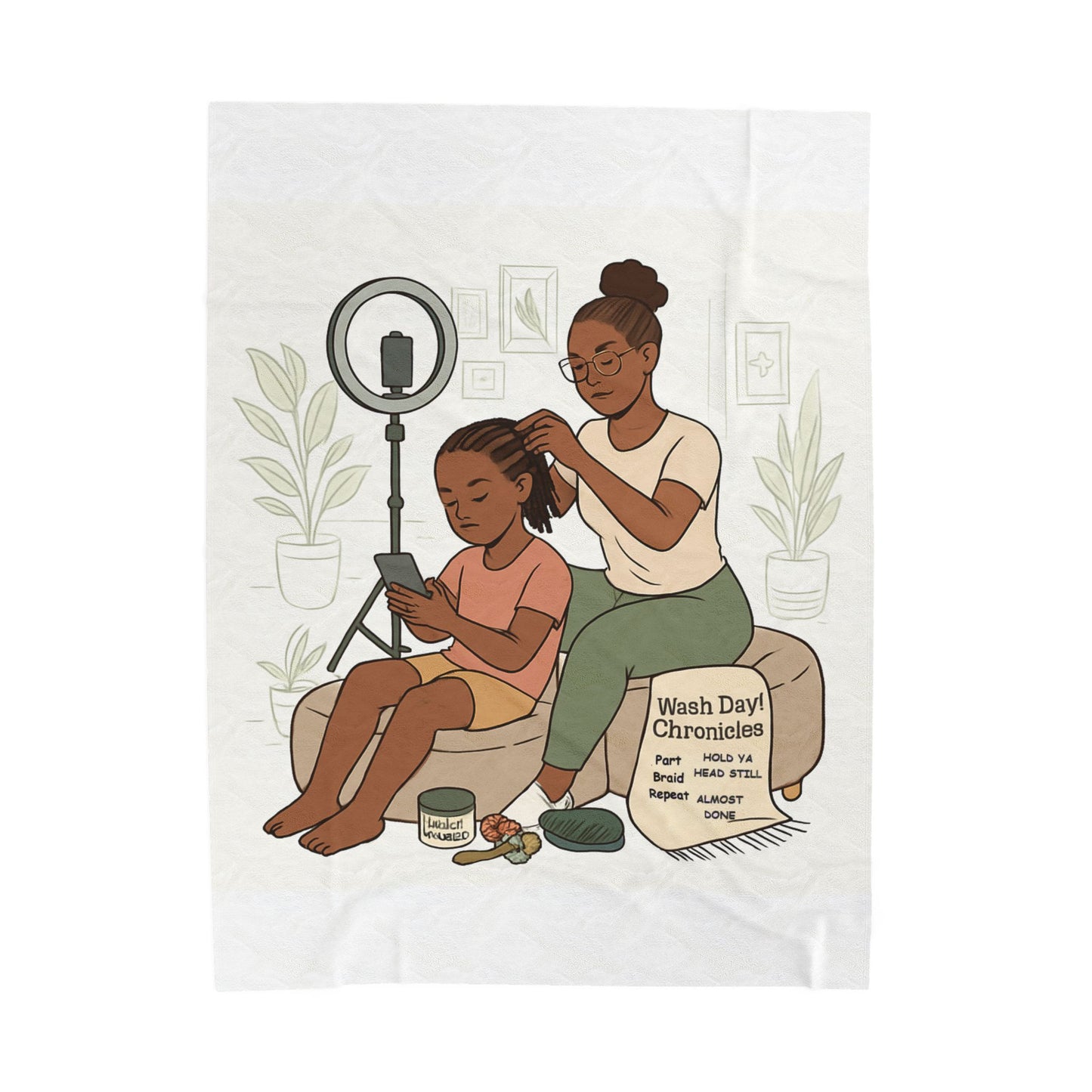 Wash Day Chronicles. Warm and Cozy Velveteen Plush Blanket for Family Connection, Home Decor, Gift for Moms