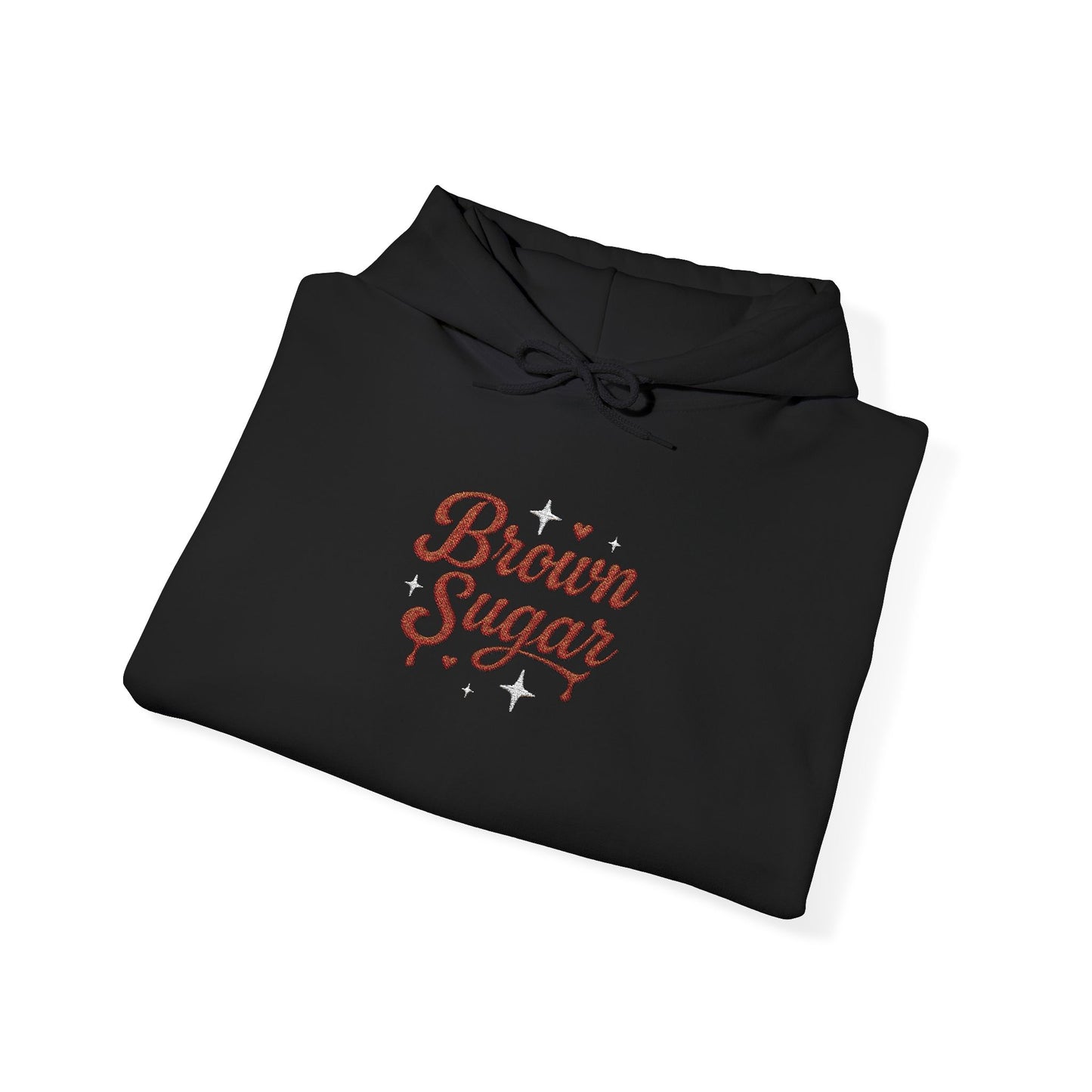 Embroidered "Brown Sugar" Unisex Heavy Blend™ Hooded Sweatshirt. Afro Hair Black American African Girl T-shirt