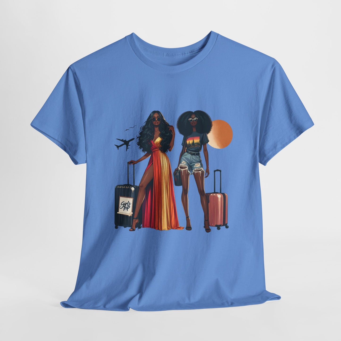 Wheels Up Heels On Travel Vibes Casual Wear Gift for Locs Lovers Afro Hair Black American African Girl T-shirt