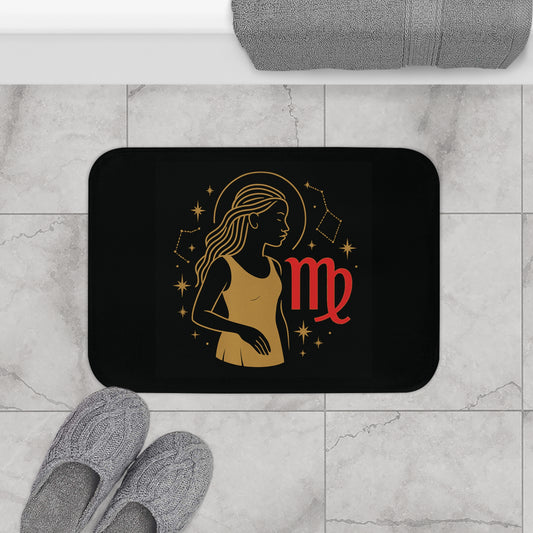 Virgo Zodiac Bath Mat, Astrological Home Decor, Bathroom Accent Rug, Zodiac Gift for Her, Astrology Bath Accessories