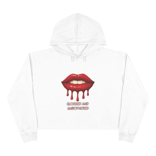 Chic Crop Hoodie with Dripping Lip Design, Trendy Streetwear, Casual Layering, Perfect for Parties, Gift for Fashion Lovers